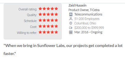 sunflower lab top app developer in Philadelphia